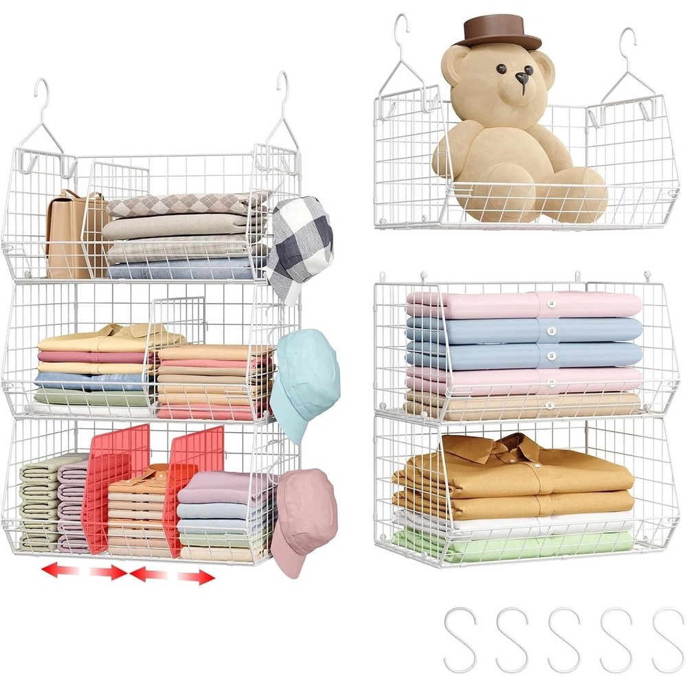 3 Tier Extra Large Closet Hanging Shelves with Divider, 16.5"L x 11.8"W x 33.6"H